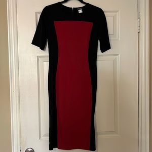 Red and Black color block dress